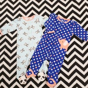 Carter's set of 2 girls fleece footie pajamas
